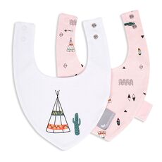 Interbaby Σαλιάρα Bandana Σετ 2 Τεμ Cabanas Pink 00321P