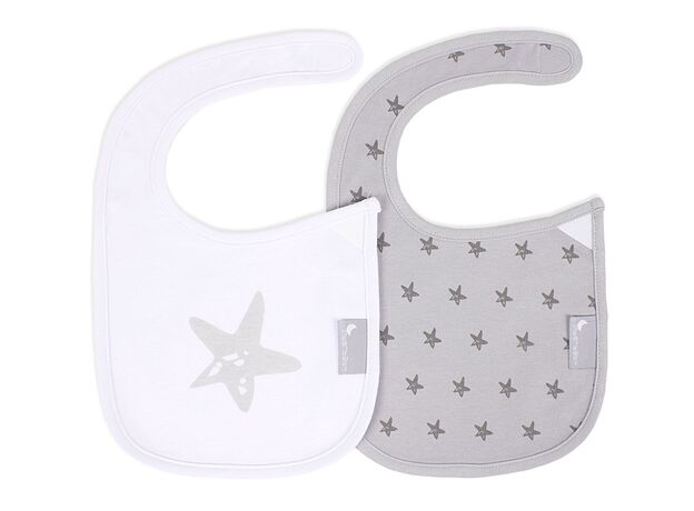 Interbaby Σαλιάρα Velcro Σετ 2 Τεμ Estrellas Grey 00311-31