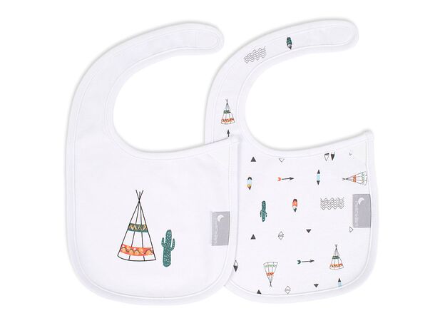 Interbaby Σαλιάρα Velcro Σετ 2 Τεμ Cabanas White 00315-09