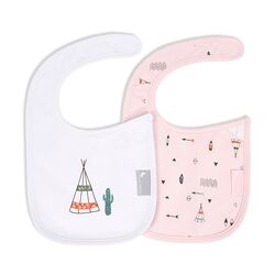 Interbaby Σαλιάρα Velcro Σετ 2 Τεμ Cabanas Pink 00315-02