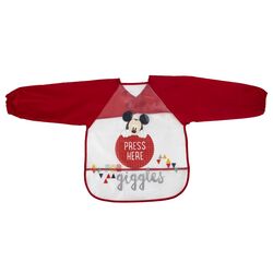 Interbaby Σαλιάρα Πλαστική Με Μανίκια Velcro Mickey Red MK-BIBMG-2-20