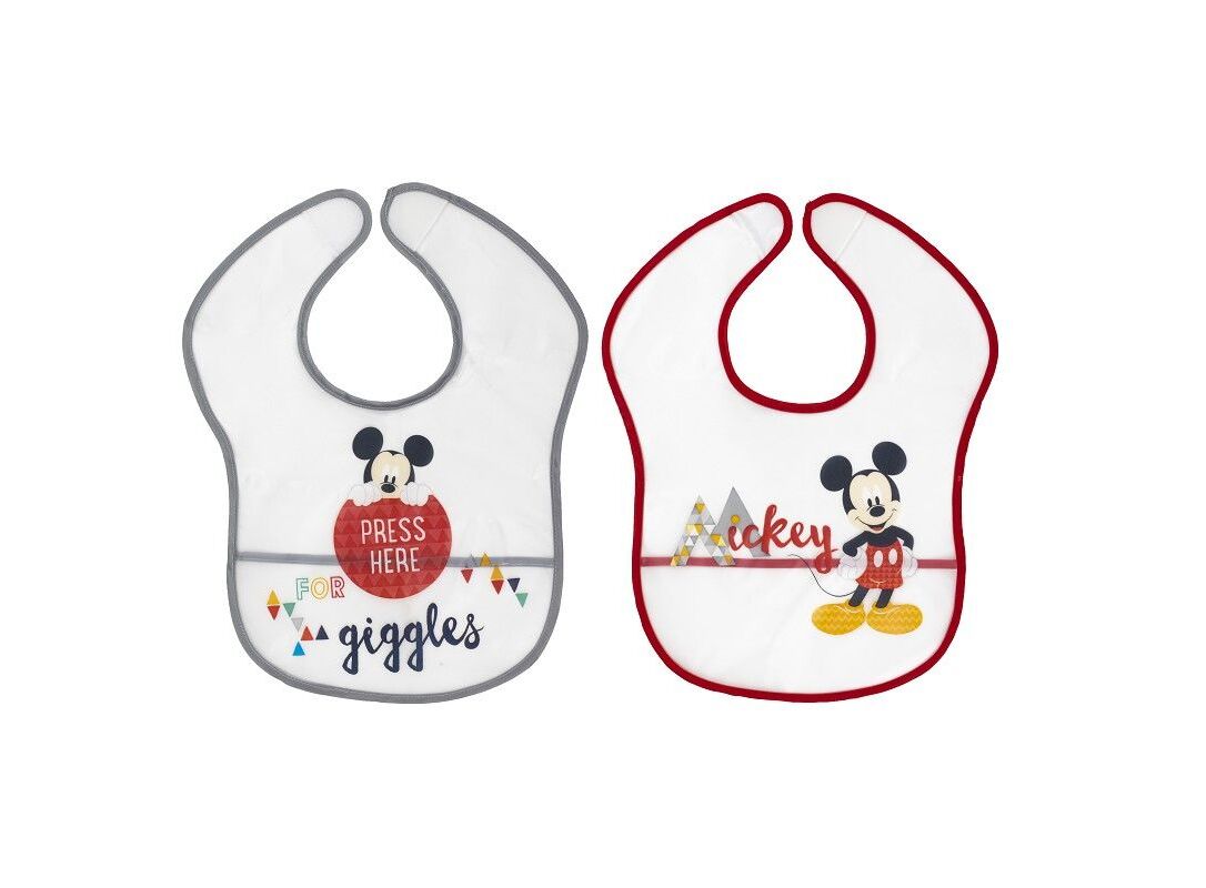 Interbaby Disney Σαλιάρα Πλαστική Τύπωμα Σετ 2 Τεμ MK-BIBPACK2-1-20