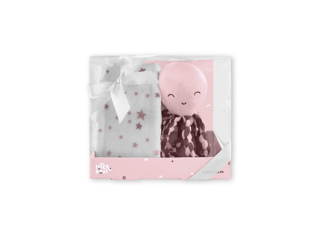 Interbaby Λούτρινο Octopus & Κουβέρτα Αγκαλιάς 80X110 Pink