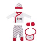 Interbaby I Love Mama-Papa Σετ Δώρου 4 τμχ (0-6 μηνών) Red