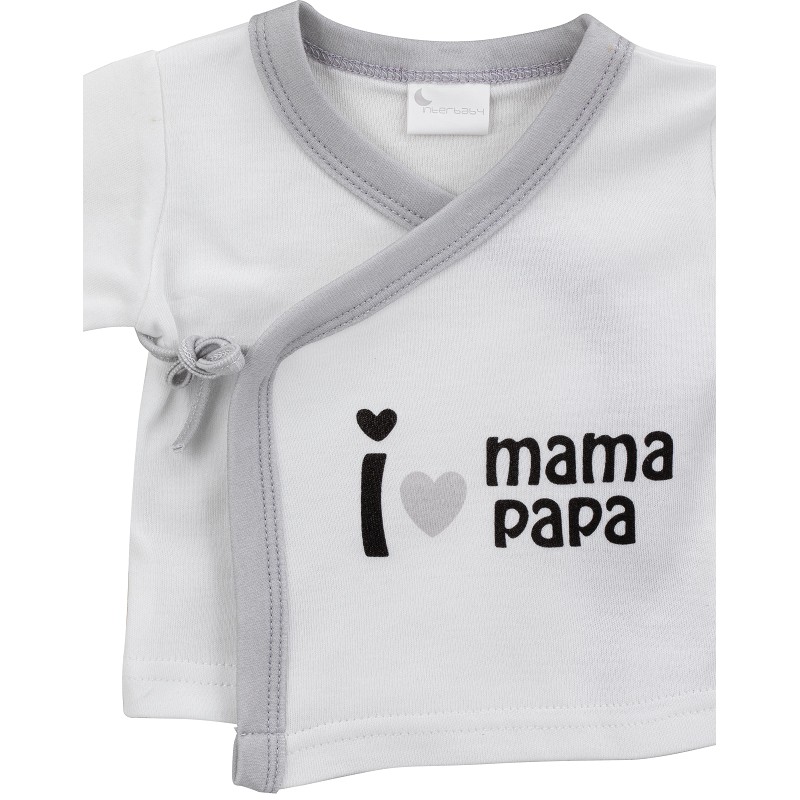 Interbaby I Love Mama-Papa Σετ Δώρου 4 τμχ (0-6 μηνών) Grey