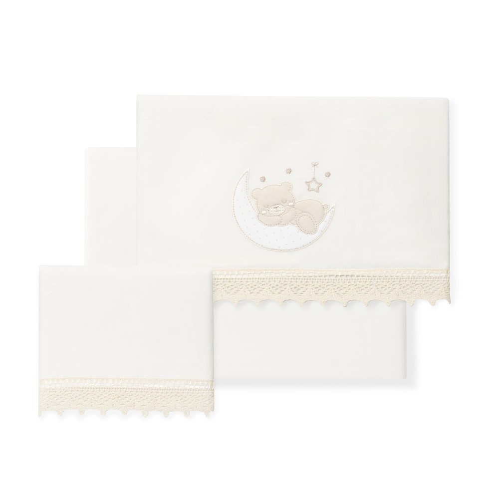 Interbaby Oso Luna Σεντόνια Λlκνου 50×80 Σετ 3 Τεμ White Beige