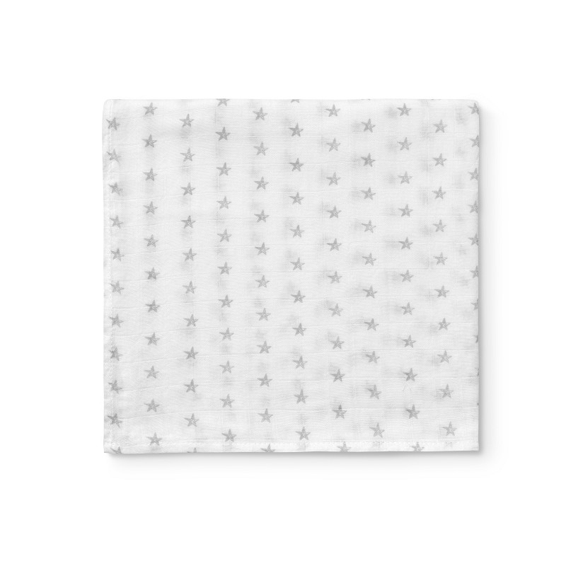 Interbaby Πάνα Αγκαλιάς Μουσελίνας Estrellas White Grey 120x120cm