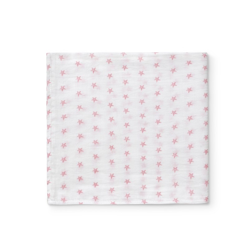 Interbaby Πάνα Αγκαλιάς Μουσελίνας Estrellas White Pink 120x120cm