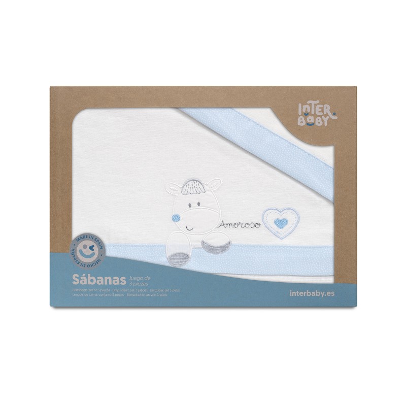 Interbaby Amoroso Set Σεντόνια Φανέλα White/Blue