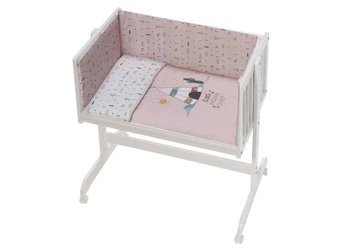 Interbaby Tipi Oso Σετ Λίκνο + Προίκα + Στρώμα White/Pink