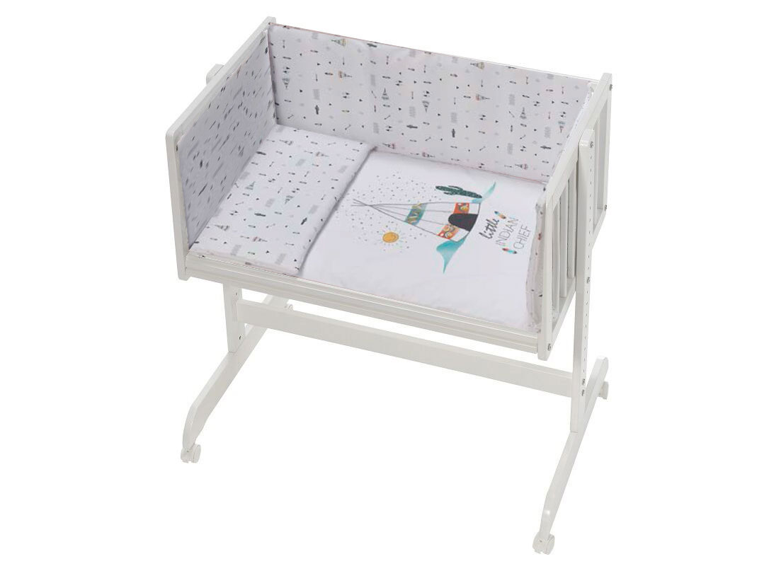 Interbaby Tipi Oso Σετ Λίκνο + Προίκα + Στρώμα White/Grey