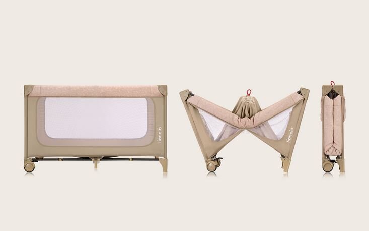 Lionelo Jasmin Easy Fold Παρκοκρέβατο 2 Επιπέδων Beige Sand